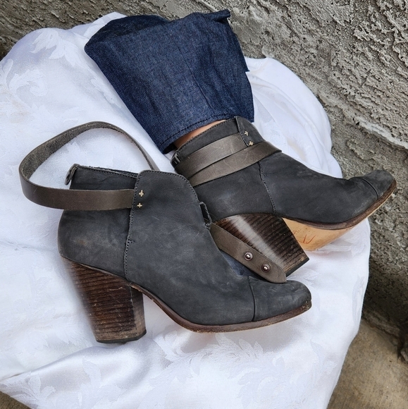 Rag & Bone Harrow Grey Suede Block Heel Booties - Picture 6 of 15